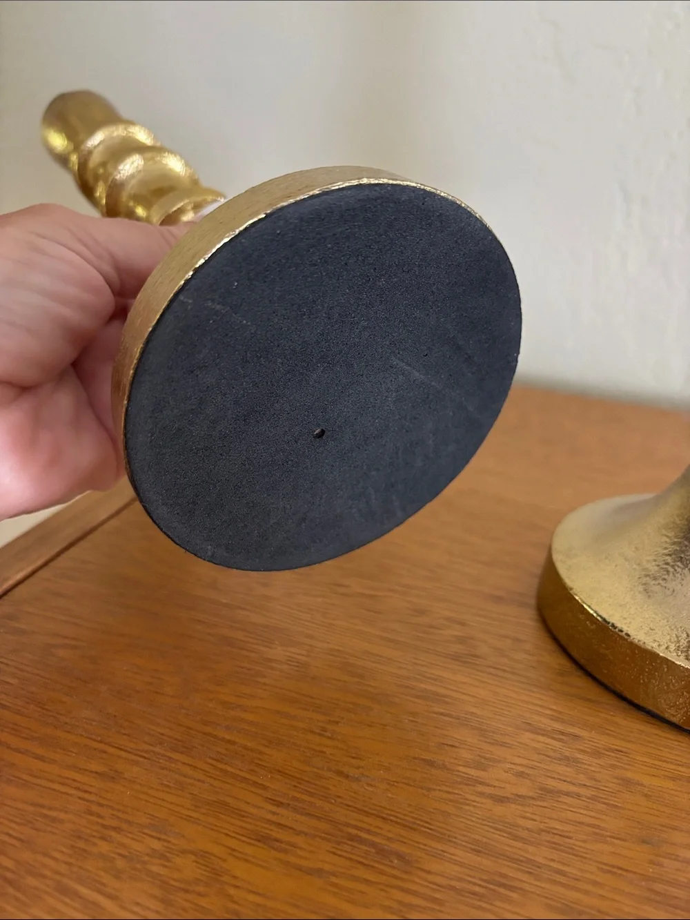 NWT. Metallic Gold Textured Taper Candle Holders - Set of 2